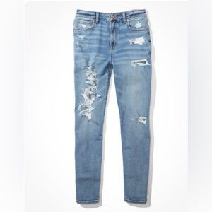AE stretched ripped mom jeans